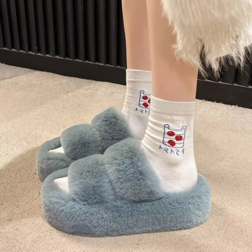 Refined Fuzzy Open Toe Slippers
