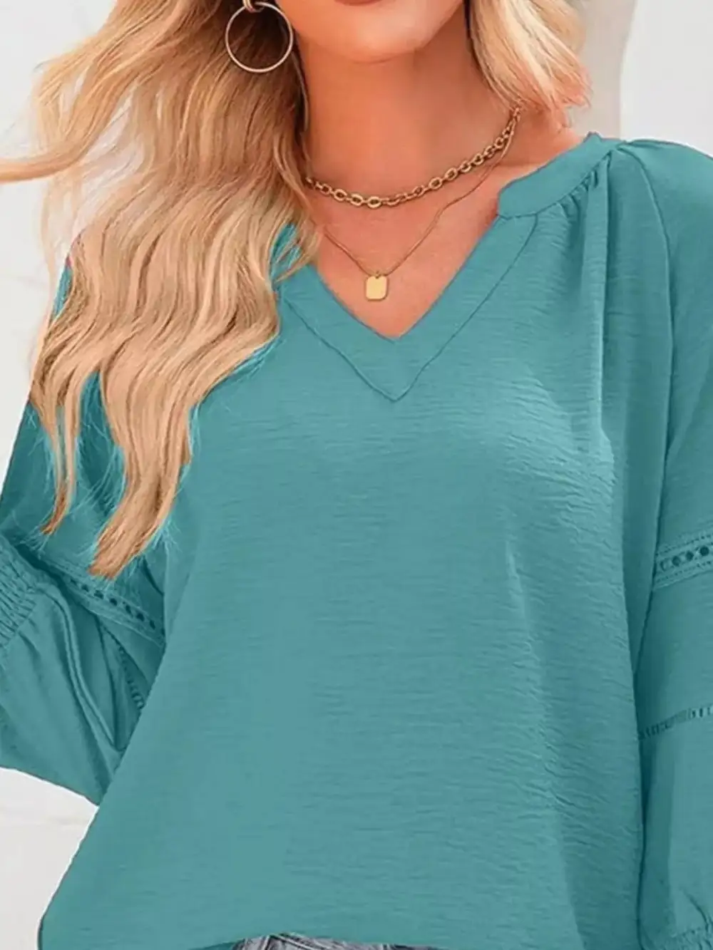 Smocked Long Sleeve Blouse
