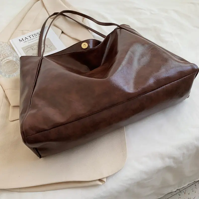 Compact Leather Roomy Everyday Tote Bag