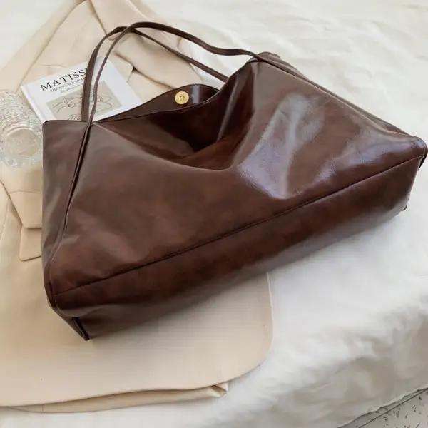 Compact Leather Roomy Everyday Tote Bag