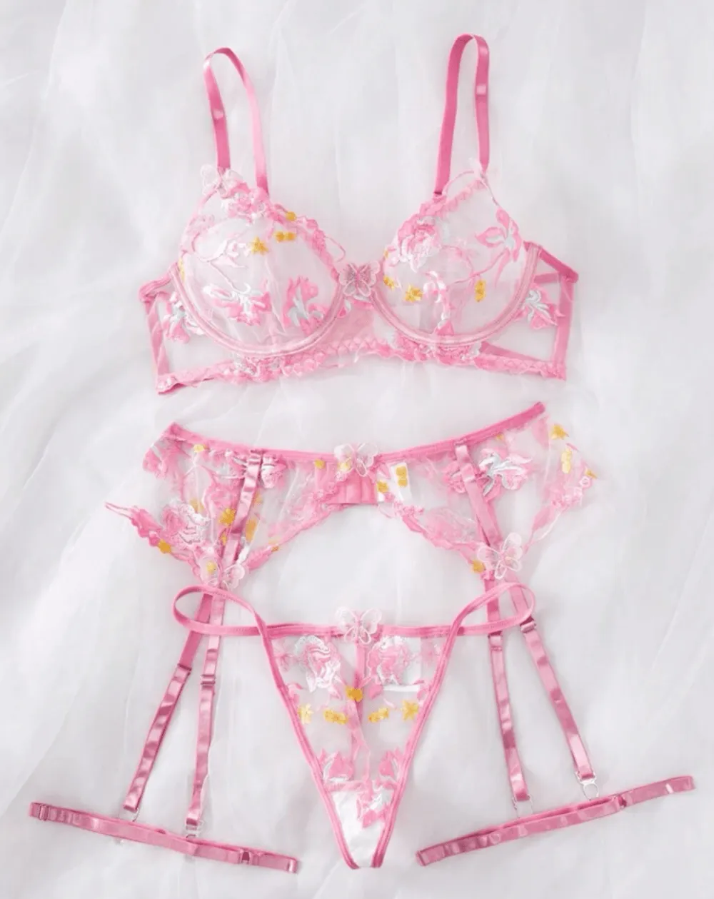 Refined Lace Garter Lingerie Set
