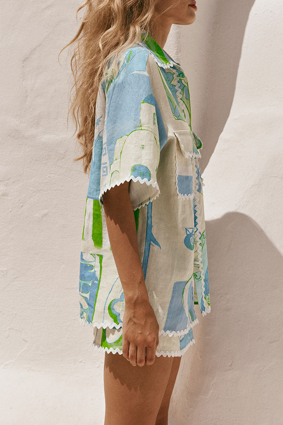 Embroidered Patchwork Short Sleeve Shirt