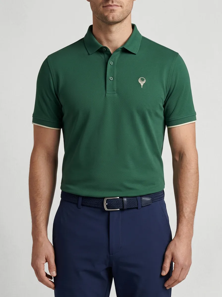 Classic Golf-Ball Ball-On-Tee Golf Polo Shirt