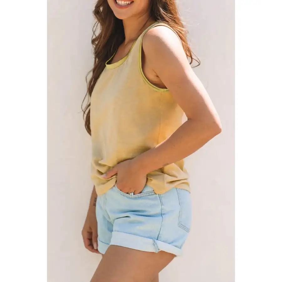 Round Neck Wide Strap Tank