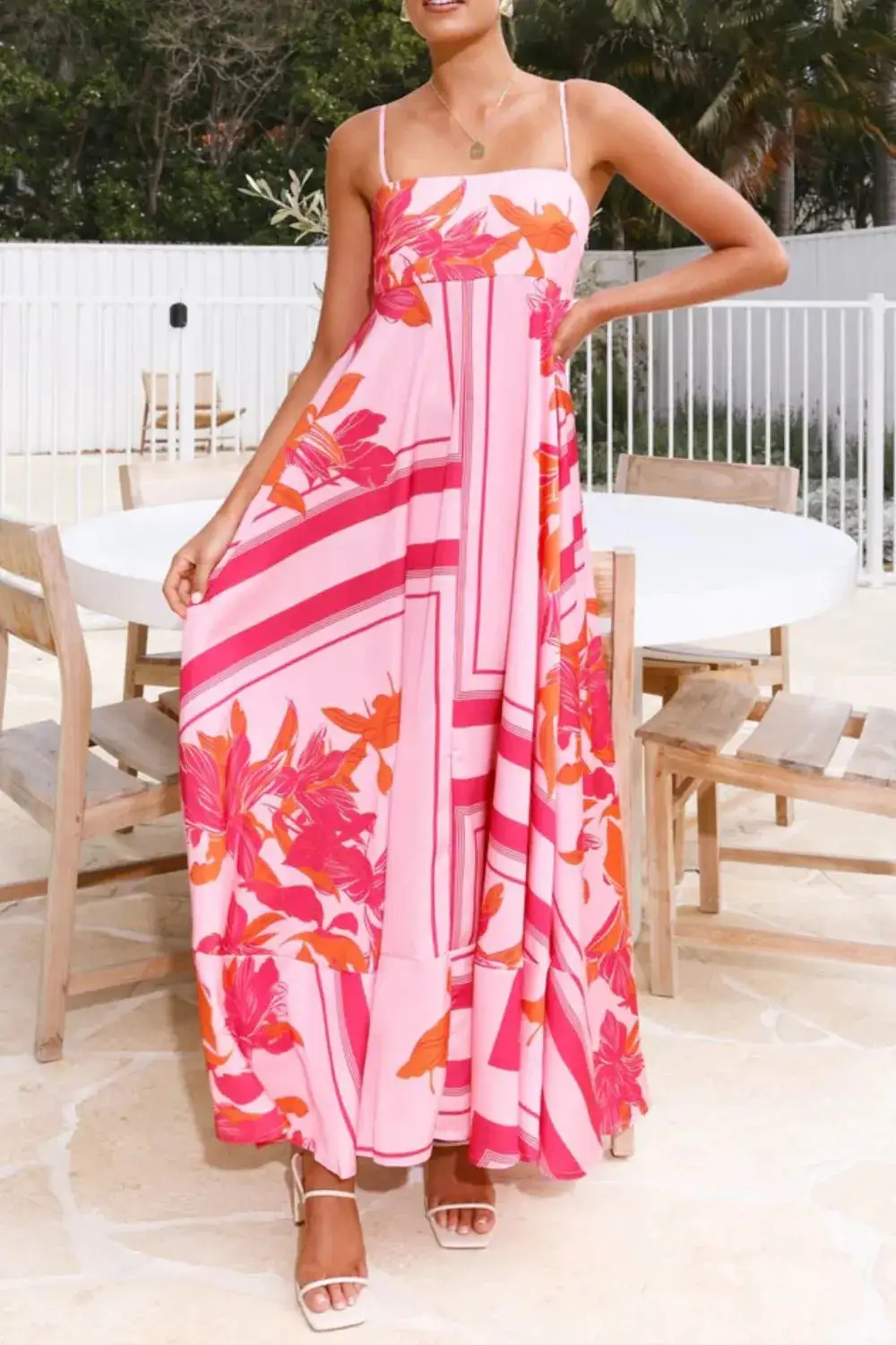 Printed Square Neck Maxi Dress