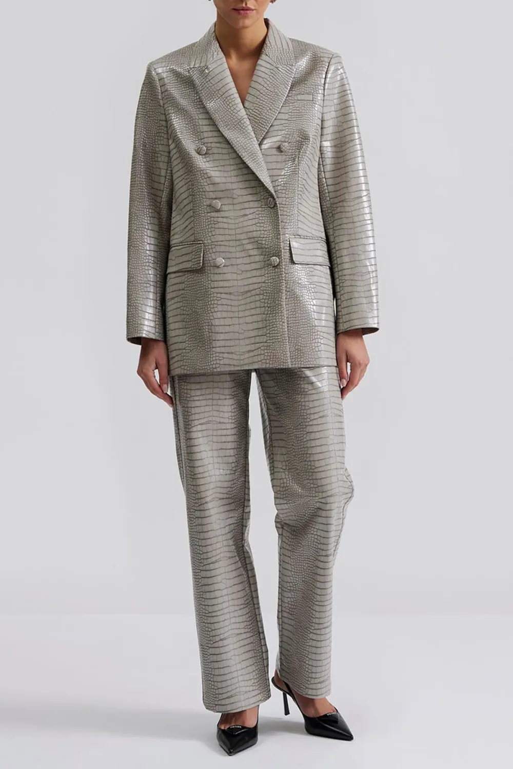 Straight Leg Metallic Trousers