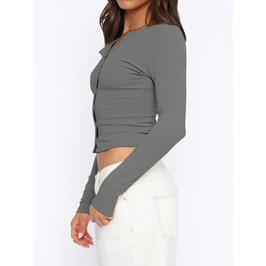 Button Down Long Sleeve Top