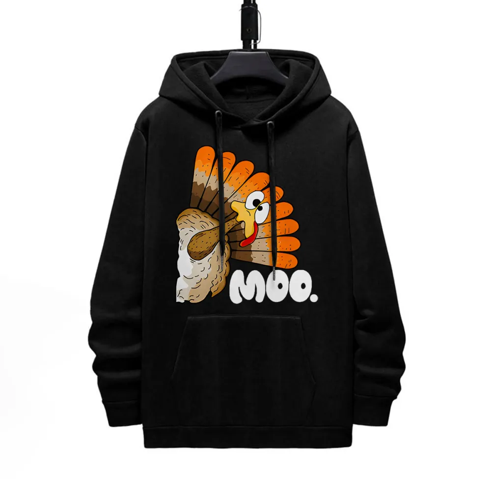 Moo Pattern Printed Hoodie