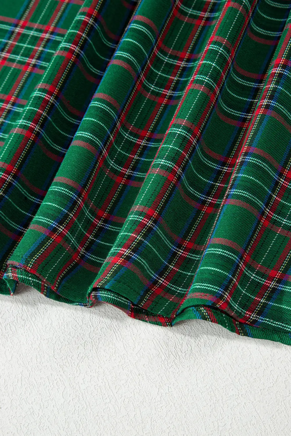 Finish Plaid Square Neck Puff Sleeve Midi Dress