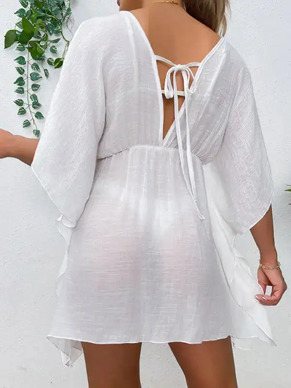 Drop Shoulder Loose Clean Swim Cover Up