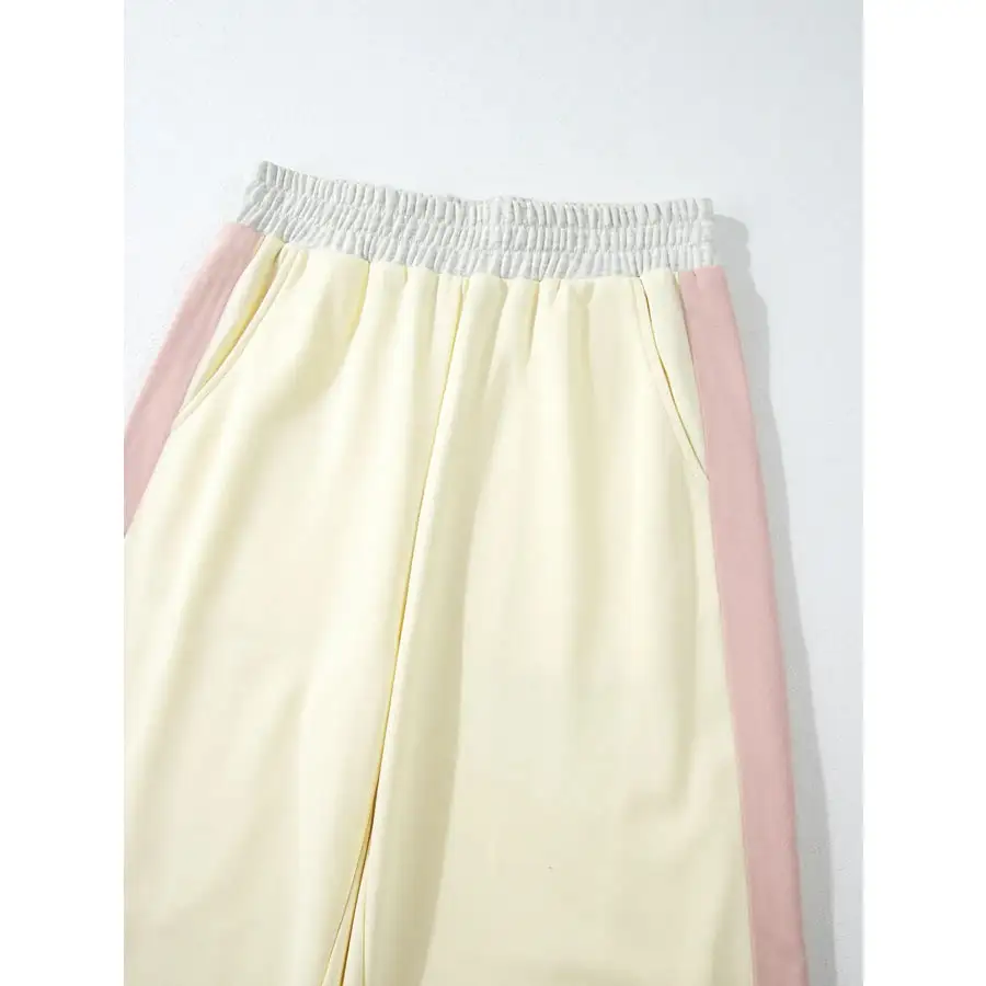 Block Round Neck Top and Pants Set
