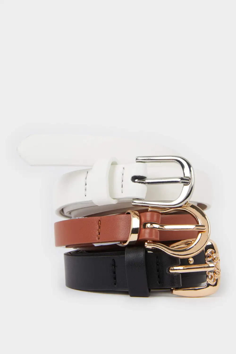 Three-Piece Synthetic Leather Belt Set