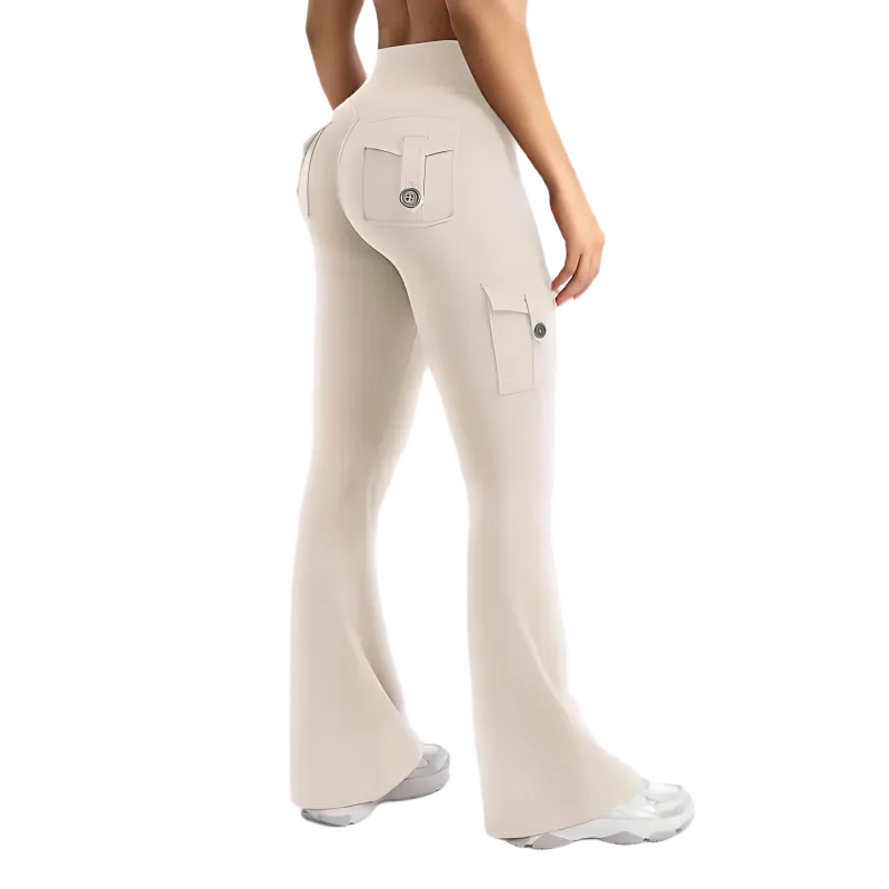 Women's High Waisted Scrunch Flare Yoga Leggings with Pockets