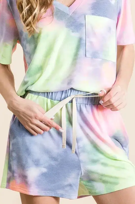 Everyday Tie Dye Casual Shorts with Twill Tape Drawstring