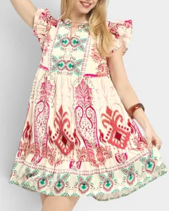 Ruffle Sleeve Mini Dress