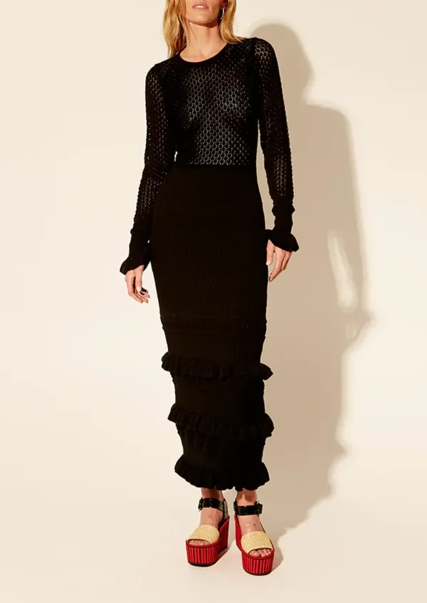 RUFFLED DETAIL KNIT DRESS