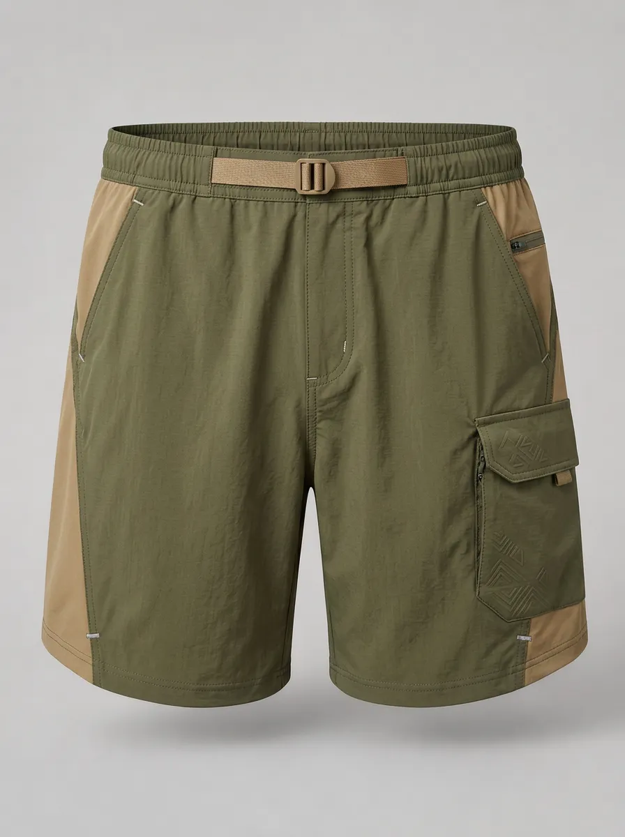 Men's Outdoor Hiking Geometric Pattern Printed Cargo Shorts
