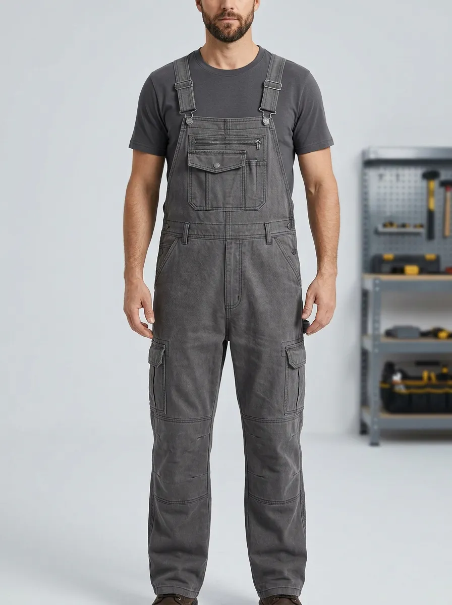Men's Core Multi-Pocket Cargo Bib Work Overalls