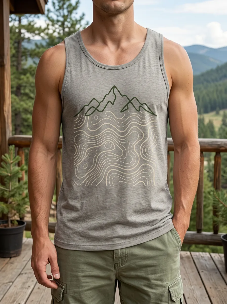 Men's Hiking Mountain Topographic Tank Top