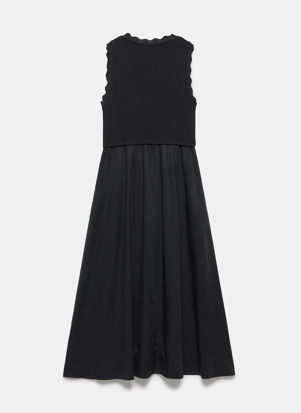 Casual Style Sleeveless Scallop Midi Dress