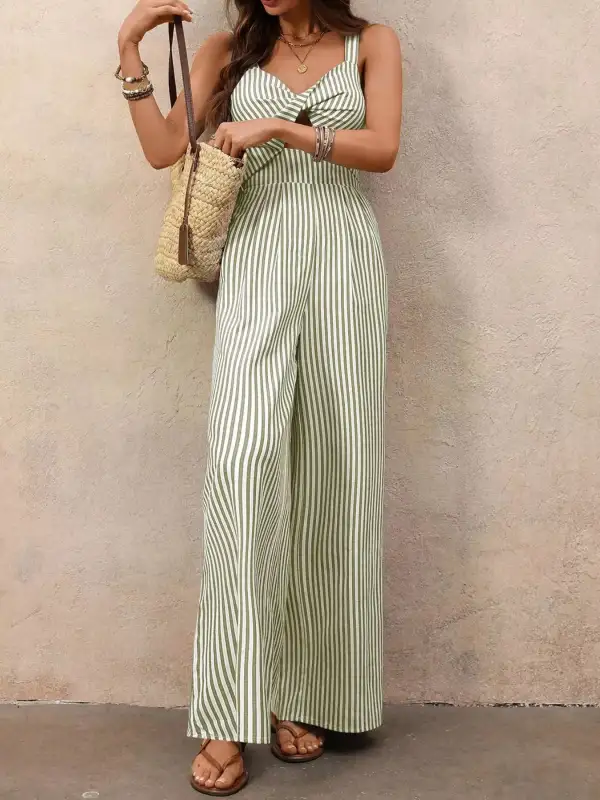 Classic Striped Wide Leg Jumpsuit
