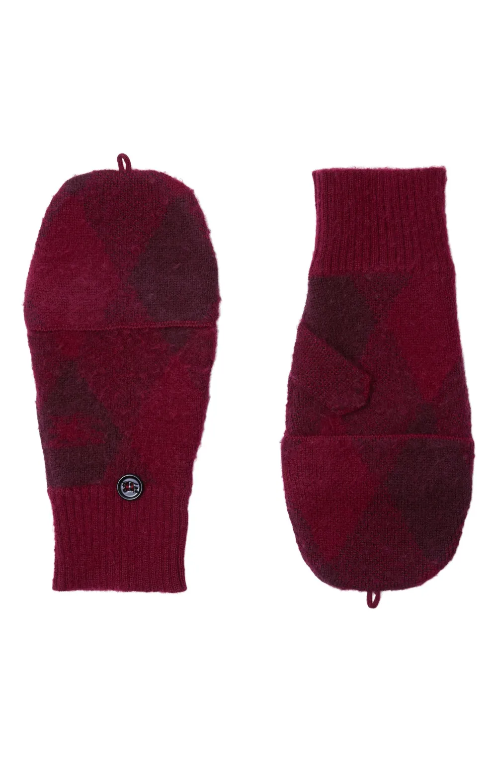 Argyle Convertible Wool Mittens