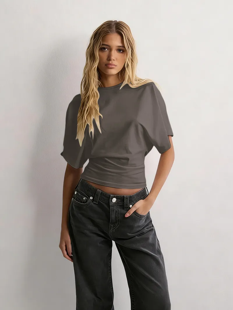 Women's Solid Color Round Neck Tee
