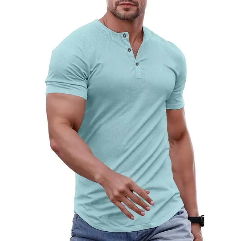 Men's Solid Color Slim Fit Longline T‑Shirt