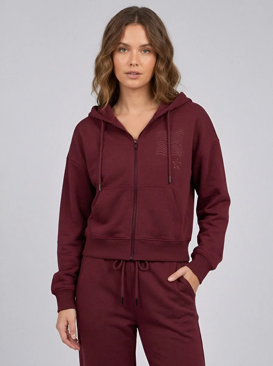 Women's Charcoal Wide-Leg Joggers Zip-Up Hoodie Jacket & Jogger Set