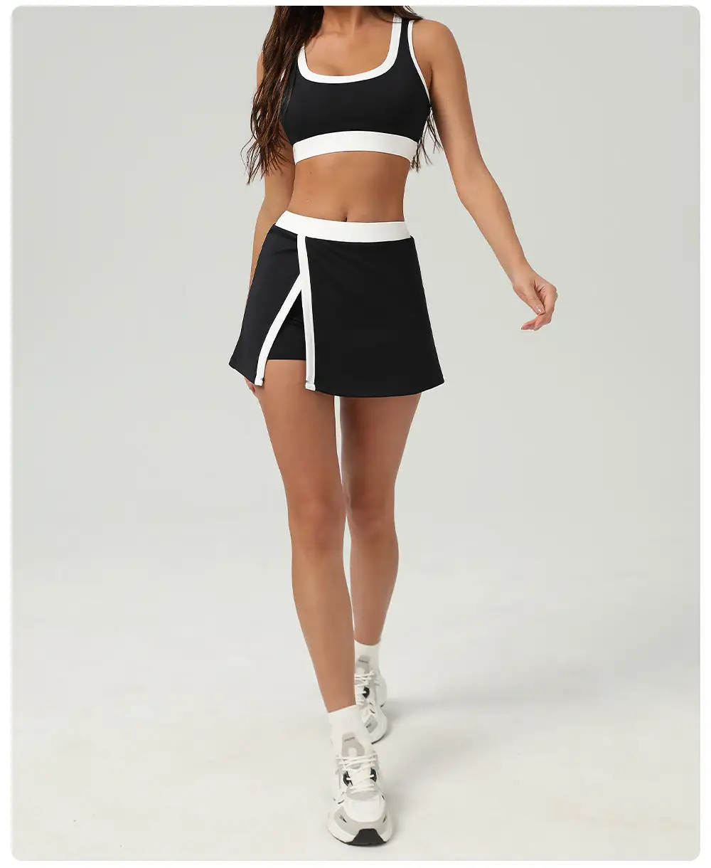Contrast-Trim Quick-Dry Bra, Skort and Shorts Active Set