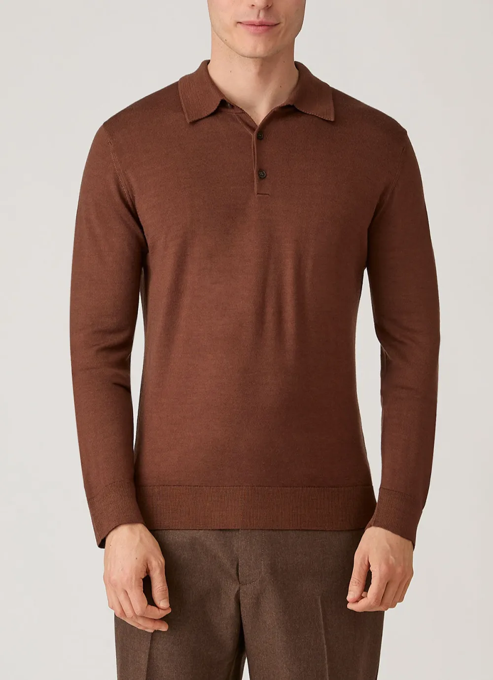 Polished Everyday Slim Fit Merino Knit Long Sleeve Polo Shirt