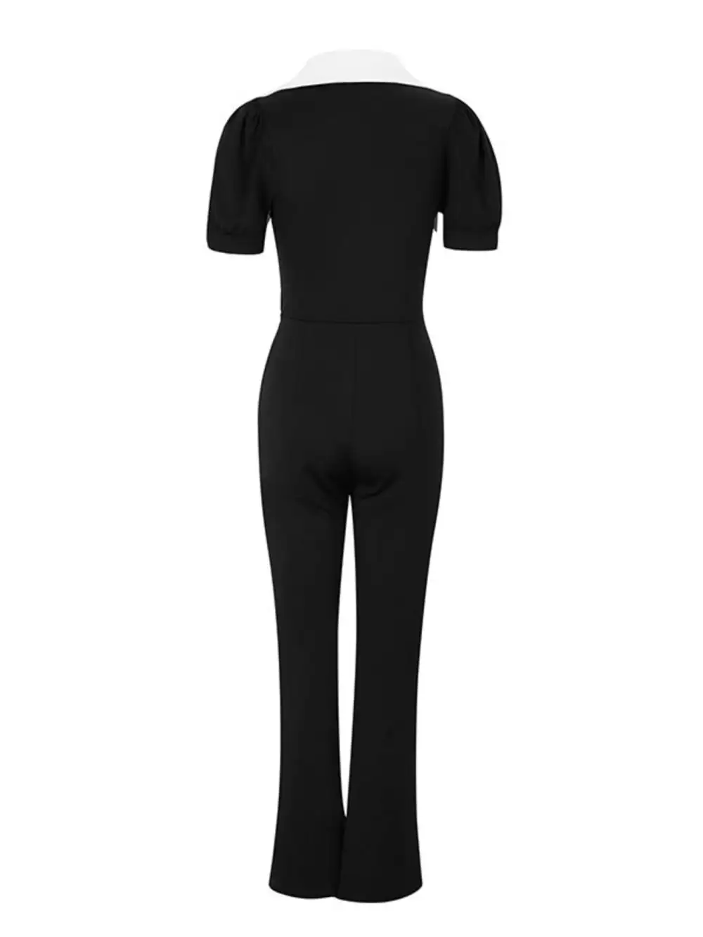 Contrast Button Down Wide Leg Jumpsuit