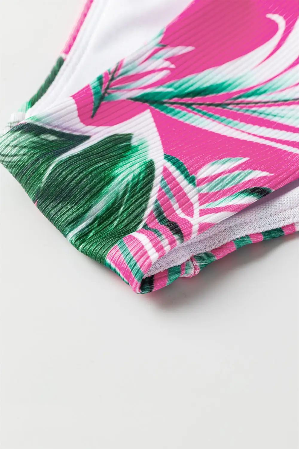 Tropical Print Textured Bottoms Bikini Bottom Pants