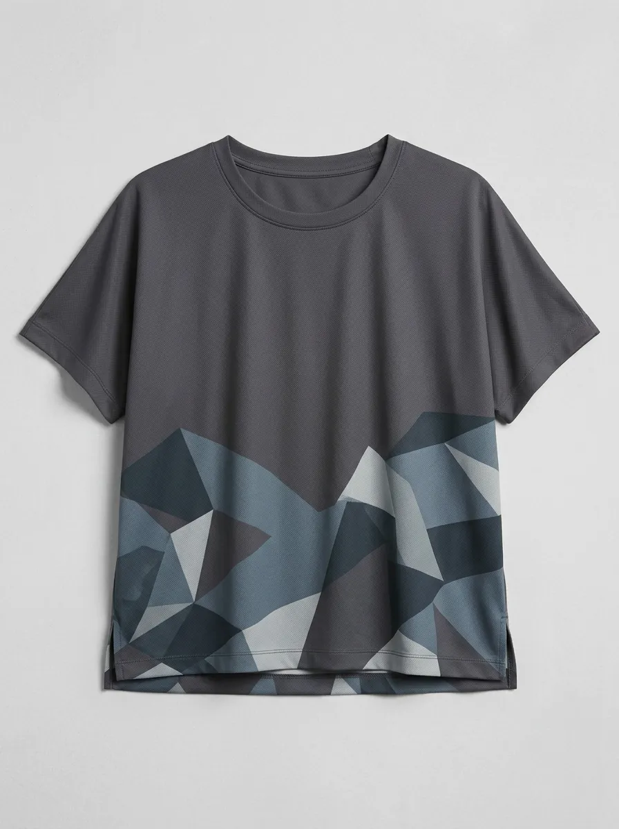 Women's Athletic Geometric Mountain Printed T-shirt