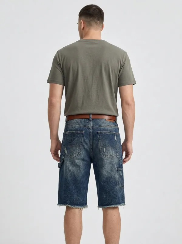 Men's Weekend Distressed Raw Hem Distressed Denim Shorts
