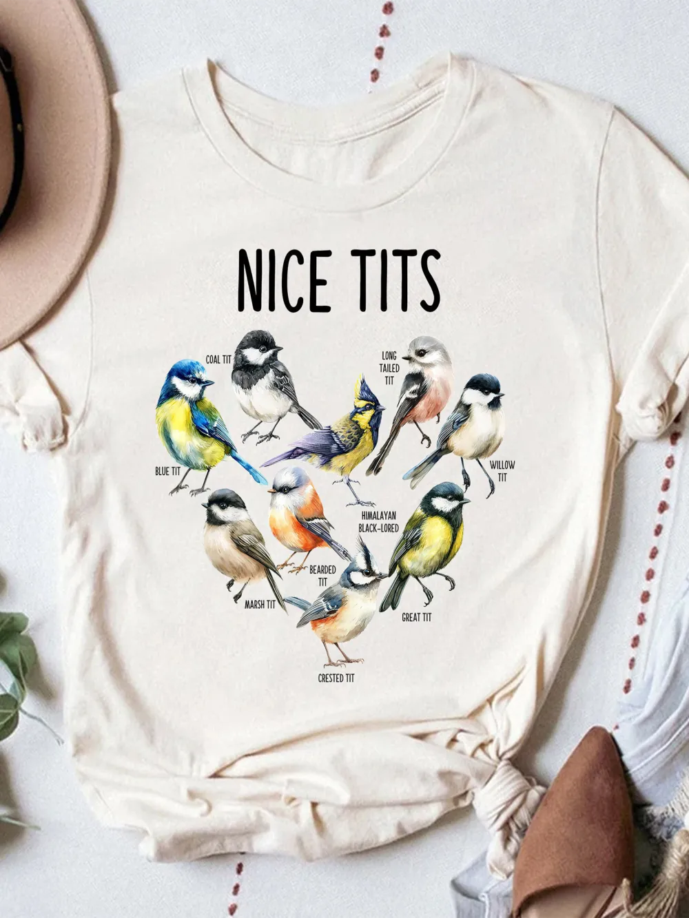 Bird Lady Themed Printed T - Shirt