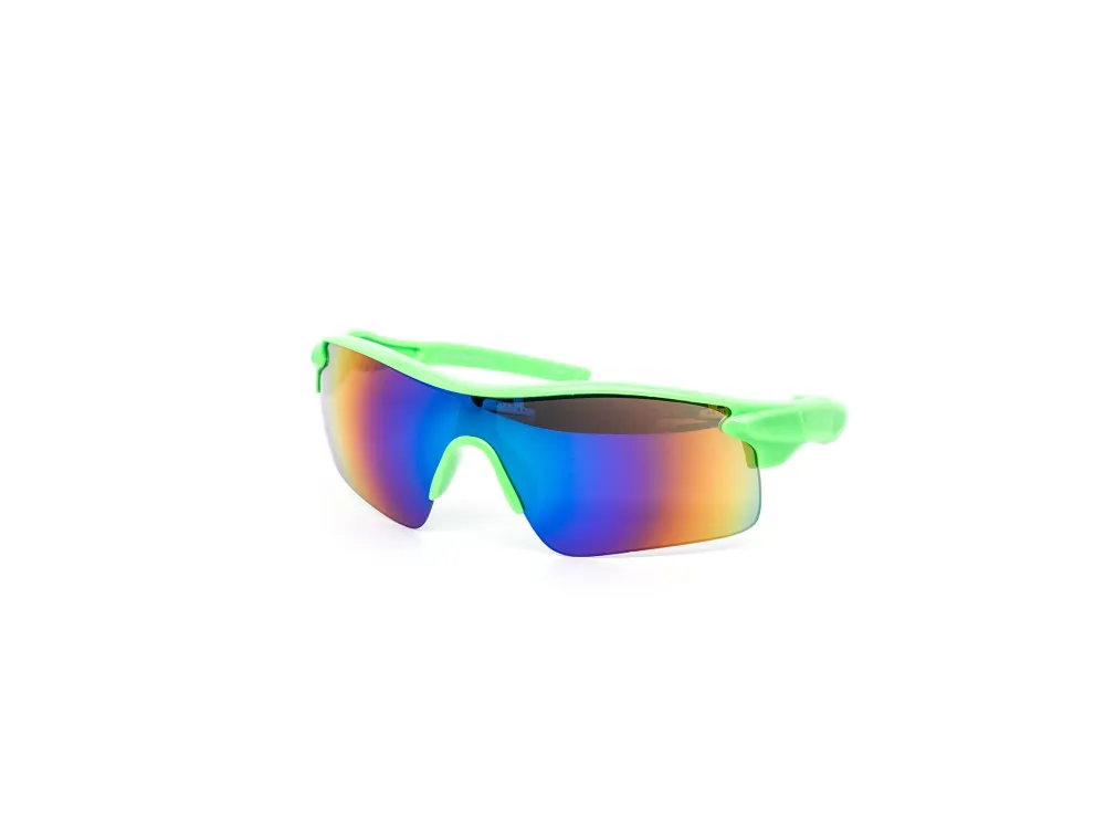 12-Pack Kids Shield Wraparound Burnt Mirror Performance Sunglasses