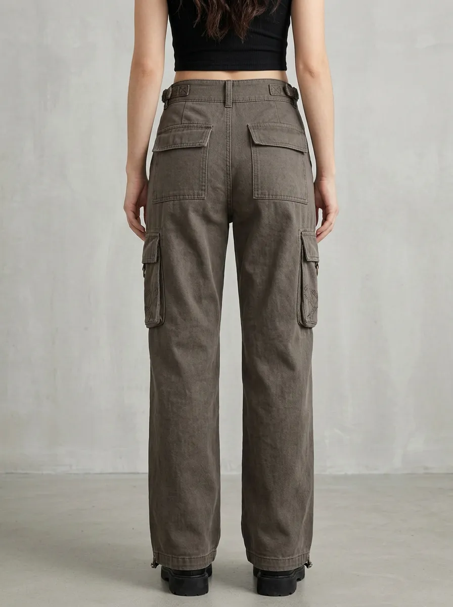 Streamlined Geometric Pattern Shape Women's Multi Pocket Cargo Pants