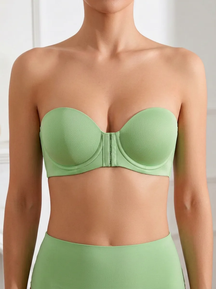 Women's Multi-Clasp Front-Closure Strapless Bra