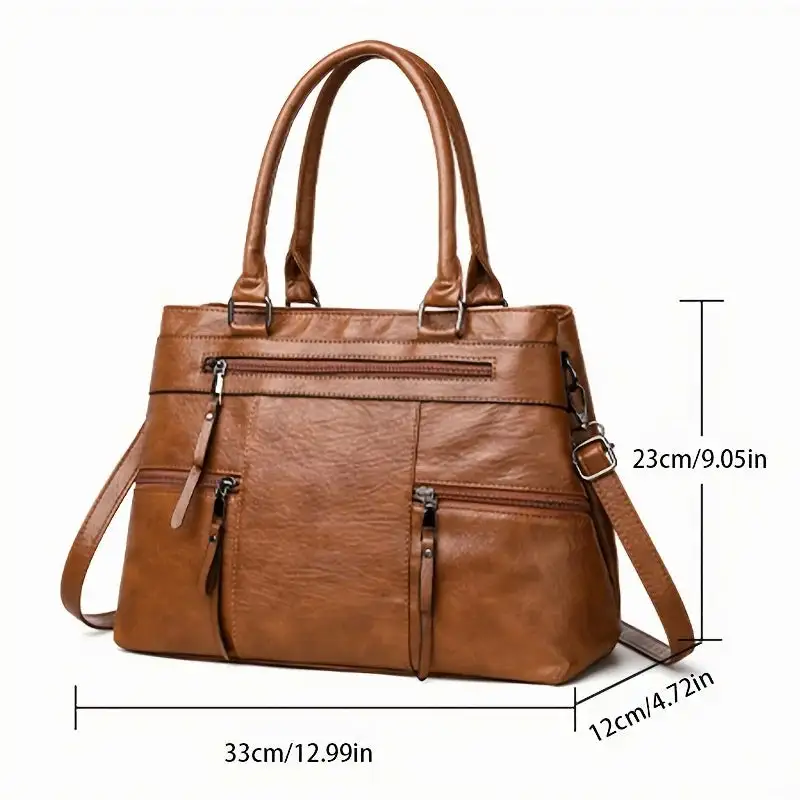 Relaxed Soft Zip-Top Shoulder Bag