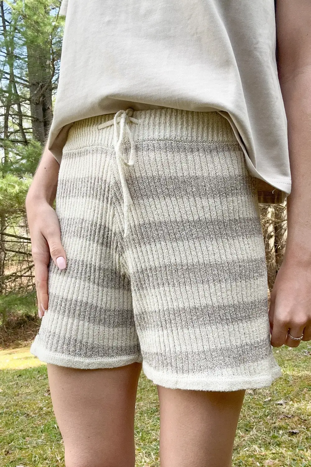 Flowy Ribbed Knit Shorts
