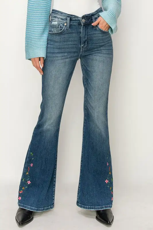 Versatile High Rise Flare Stretch Denim Jeans
