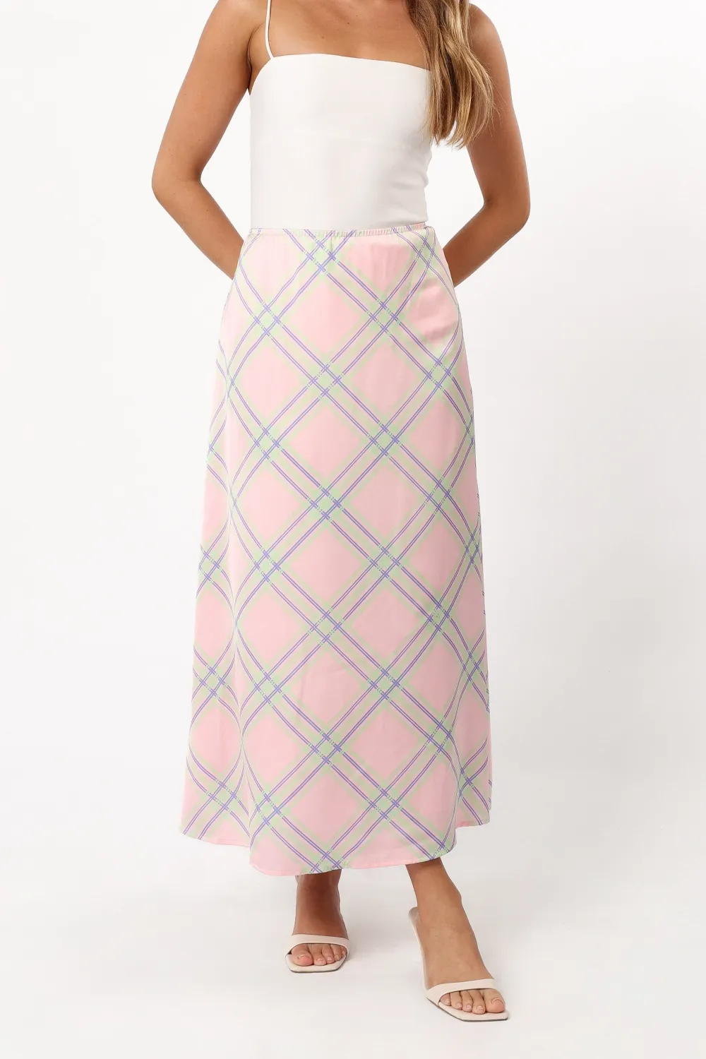 Satin Striped A-Line Skirt