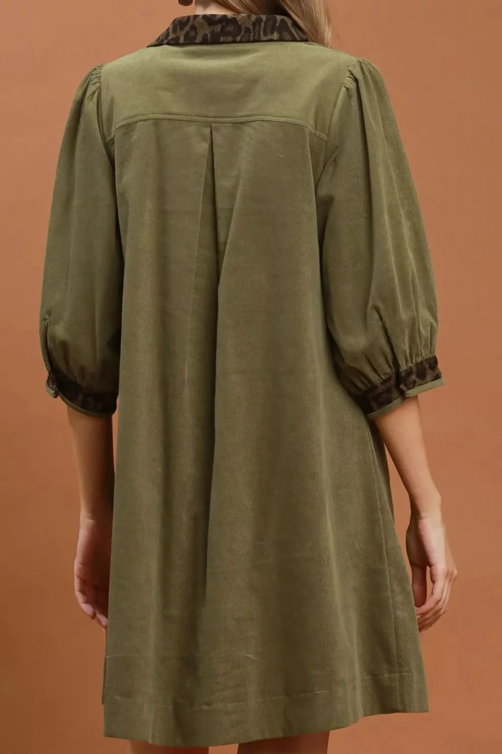 V-Neck Shift Dress With Contrast Trim
