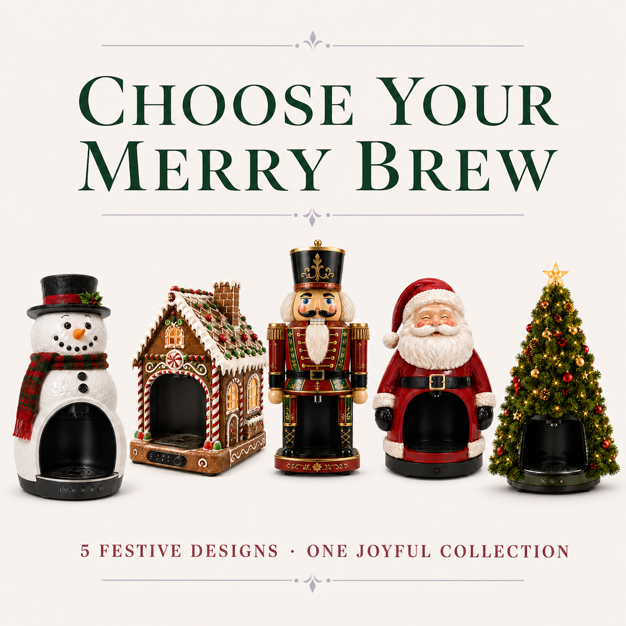 Choose your Merry Brew from five festive designs