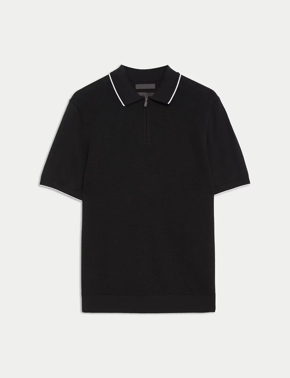 Black Knitted Polo Shirt