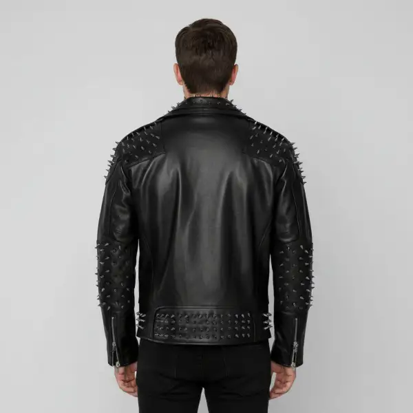 Leather Biker Studded Multi Pocket Jacket