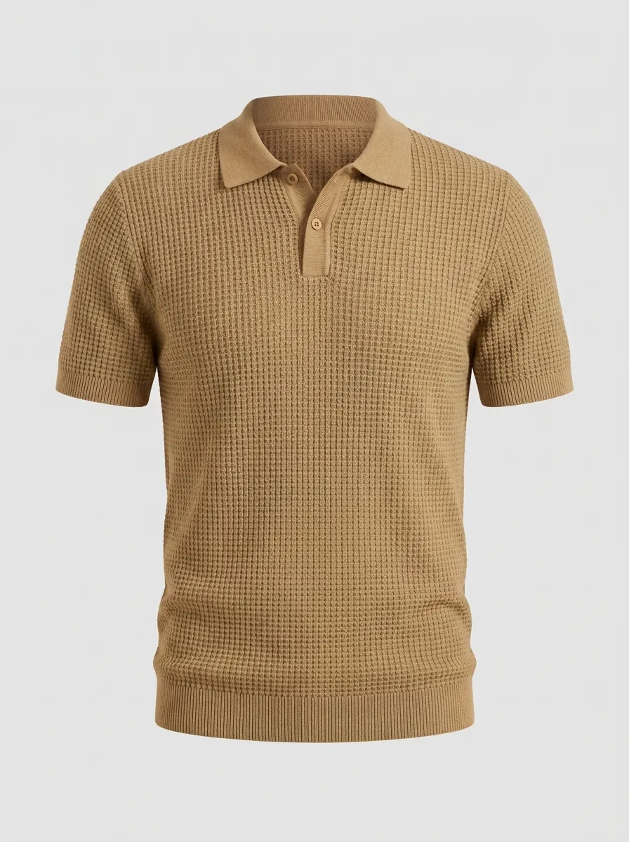 Men's Everyday Clean-Line Waffle Knit Polo Shirt