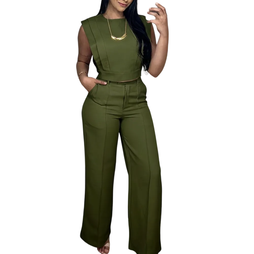 Women's Crop Top and Pocket Pants Set