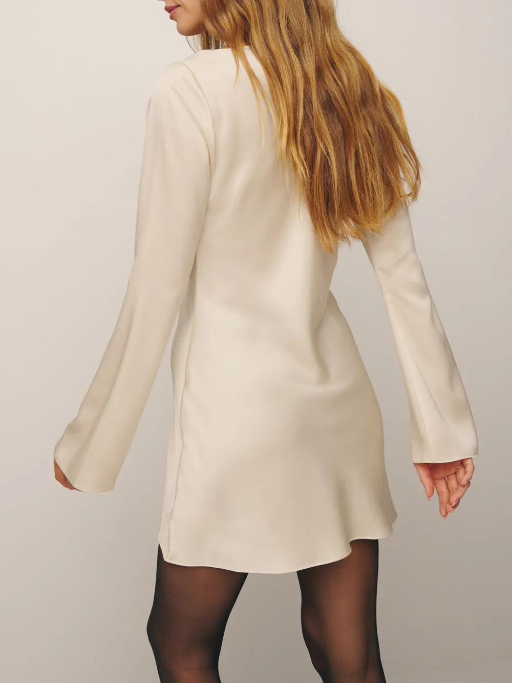 Asymmetric Sleeve Satin Mini Dress